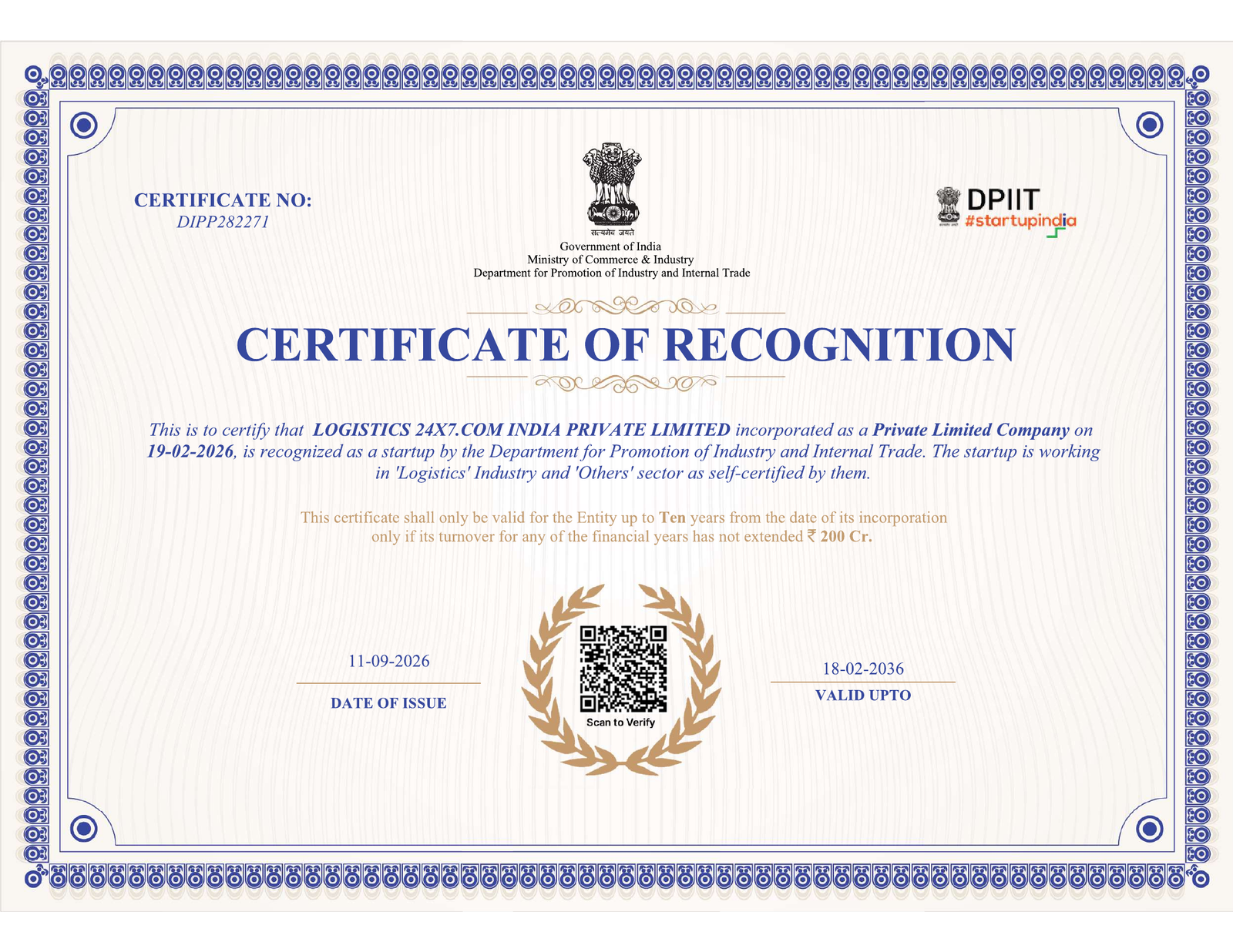 Startup India Certificate